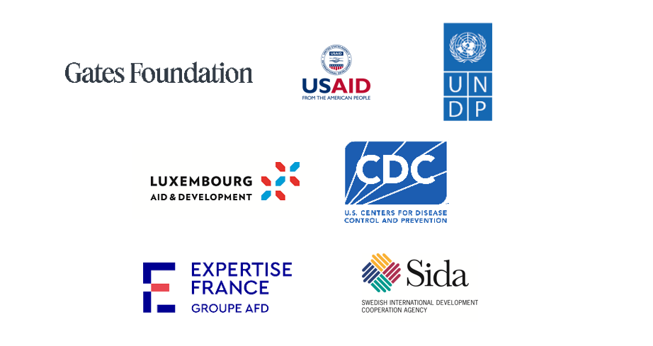 A variety of logos representing international organisations, government agencies, and ministries involved in global health partnerships